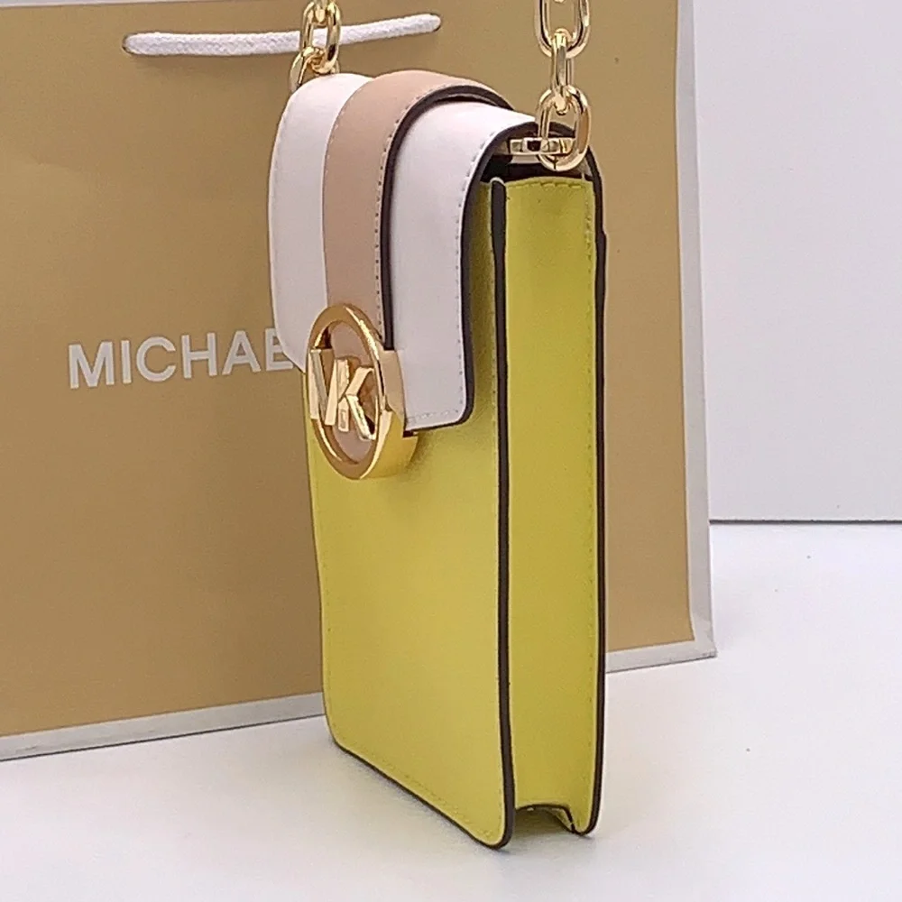 MICHAEL KORS Carmen Small Color-Block Faux Leather Phone Crossbody Bag